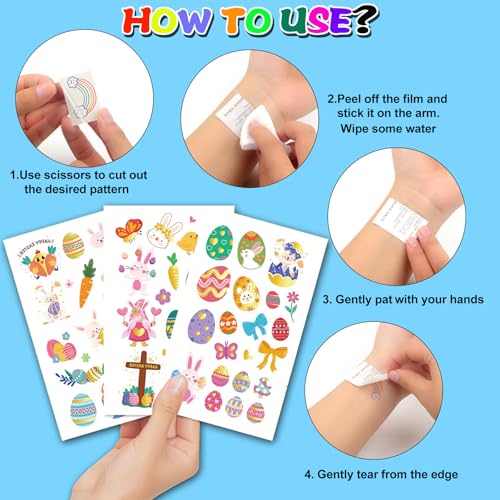 200 PCS Easter Temporary Tattoos Stickers, 20 Sheets Easter Themed Stickers for Teens and Adults, Sticker for Easter Eggs Decorations, Easter Egg Designs for Basket Stuffers and Holiday