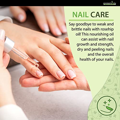 GreenIVe Rosehip Oil Rosa Canina 100% Pure Cold Pressed Virgin Oil Glass Dropper Easy Application (2 Fl Oz)