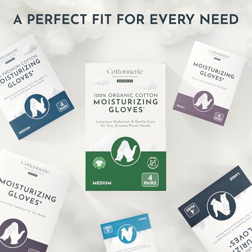 8 Pairs Cottonnerie Original Cotton Gloves for Dry Hands Sleeping, Moisturizing Gloves Overnight, Hand Moisturizer Gloves, Moisture Gloves for Dry Hands Overnight, Sleeping Gloves, Medium