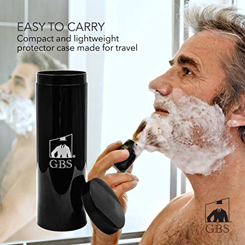G.B.S Shaving Brush Canister, Travel Case Tube for all kind of brushes, Shave Brush Holder, Black