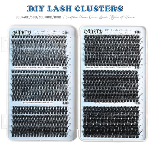 Lash Clusters 720pcs Eyelash Clusters Mixed 30-100D Cluster Eyelash Extensions Wispy Individual Lashes Cluster Natural DIY Eyelashes C curl Volume False Mink Eye Lash Extension Trays