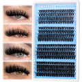 Lash Clusters Volume Eyelash Clusters 50D+60D+70D+80D Lashes Clusters 320pcs 4 Style Mix Wispy Cluster Eyelash Extension Thick DIY Individual Lashes D Curvature False Eyelashes, 10-16mm