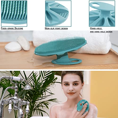 Silicone Body Brush Shower Scrubber & Facial Scrub Gentle Exfoliating Face Brush, Food-Grade Soft Bristle
