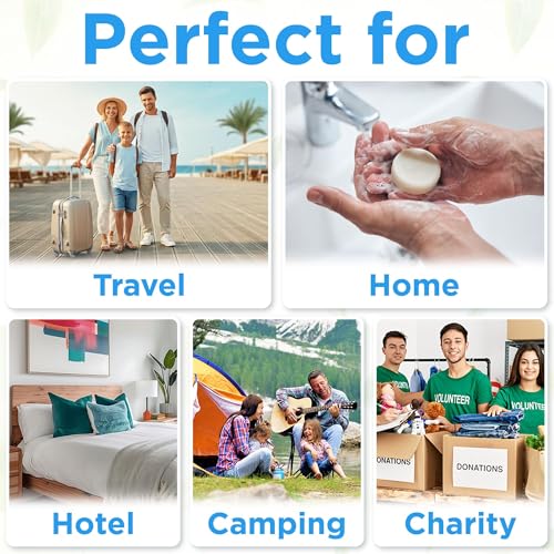 BERGMAN KELLY - Hotel Soap Bars - White Tea, 0.5 oz, 100 PK - Travel Size Luxury Bulk Amenities Bar Soap - Mini Individually Wrapped Round Soap - Small Toiletries for Airbnb, Motel, Guest Bathroom