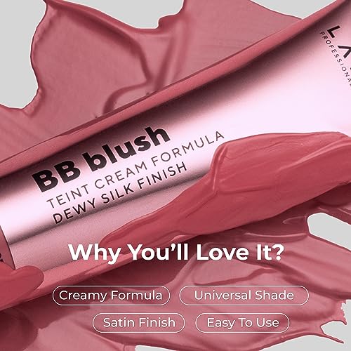 Lamel BB Blush for Cheeks Makeup - Lightweight and Long Lasting Liquid Blush - Blendable Cream Formula for Cheeks, Natural Finish Cream Contour - 402 (Pink Blossom) - 10ml/0,33fl.oz