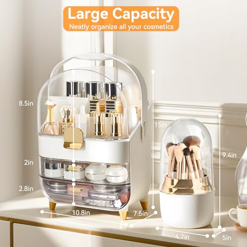 Brothersbox Makeup Organizer Countertop, Skincare Bathroom Counter Organizer, Storage Box Cosmetic Display Cases, Teen Girl Gifts Trendy Stuff Make up Organizers for Vanity, Dresser (Rose Gold)