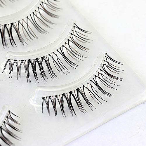 Black & Brown Mixed Strip Lashes?Reusable 15 Times, Ultra-Thin Band for Small/Monolid Eyes, Realistic 2-Tone Blend for Daily Natural Look 4-Pair