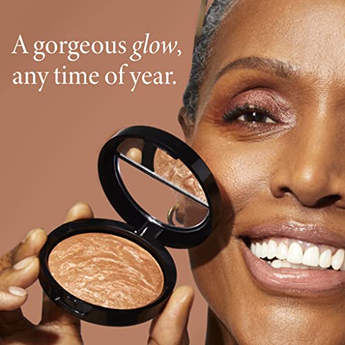 LAURA GELLER NEW YORK Baked Bronze-n-Brighten Bronzer Powder - Medium and Classic Bronzer Makeup Brush - Vegan Bristles