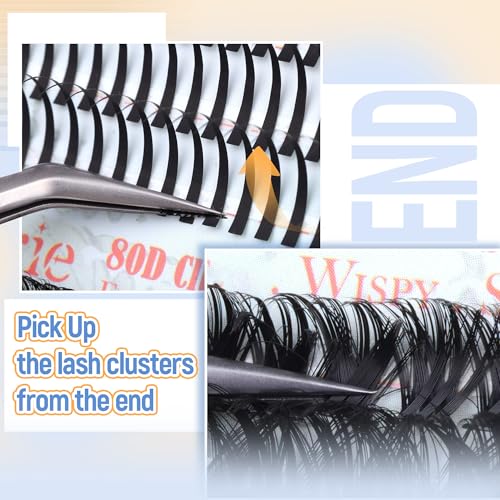 Lash Clusters Kit with Spikes 80D Volume Eyelash Extension Kit 360pcs 10-20mm Individual Lashes Manga DIY Lash Extension Kit with Bond, Seal and Tweezers by Ruairie