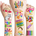 94 PCS Back To School Funny Art Crayon Temporary Tattoos Sticker Crayon Painting Birthday Party Decorations Favors Supplies Gifts Boys Girls Baby Shower Cute Tattoo School Prizes Reward Themed