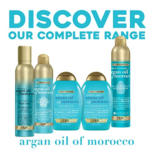 OGX Extra Strength Hydrate & Repair + Argan Oil of Morocco Shampoo for Dry, Damaged Hair, Cold-Pressed Argan Oil to Moisturize & Smooth, Paraben-Free, Sulfate-Free Surfactants, 25.4 Fl Oz
