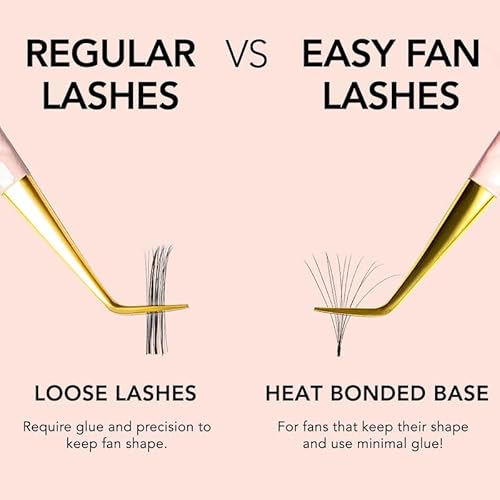 KIARA SKY LASH Premium Cashmere Easy Fan Lash Extensions | Soft Semi-matte natural finish | Fans like Butter | For Professional Eyelash Extensions Use Only | Black, (CC-0.03-14mm)