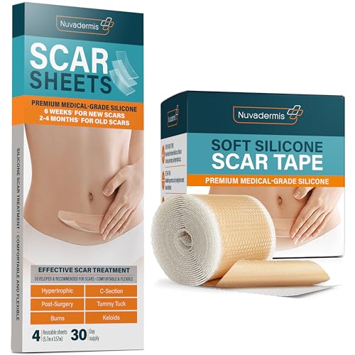 Nuvadermis Scar Sheets & Tape Bundle - 60-Day Supply for Comprehensive Scar Treatment