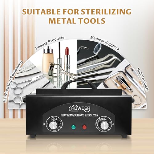 High Temperature Metal Tool Cleaning Box, 2L Dry Heat Cabinet Beauty Hair Nail Metal Tool Cleaning for Manicure Pedicure Barber, with 0-60 Min Timer & 50-220¡É Temp Settings, Plastic Sterilization Tray