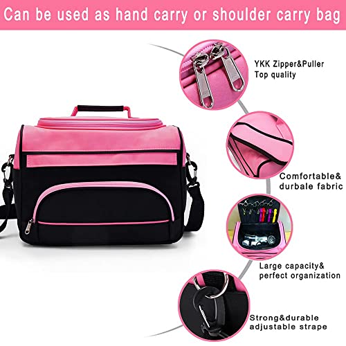 MAXPAND Small Hairdressing Bags for Stylists Hairdresser Bag for Supplies with Shoulder Strap Cosmetics Beauty Hairstylist Bag Makeup Salon Organizer Bag with YKK Zipper (BLACK), 13.8" x 8.7" x 9.5"