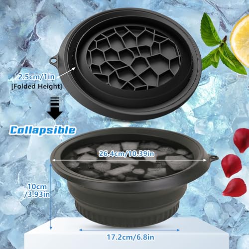 Face Ice Bath Bowl Face Bowl for Ice With Built-In Icetray, Foldable Ice Bath Bowl, Icetray for Home Ice Water Facials, Facial Ice Bath Kit, Ice Water Face Cold Plunge. (Black)