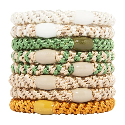 L. Erickson Blonde Hair Ties for Thick Hair, Grab & Go Ponytail Holders, 8 Pack, Minimal Neutrals, Thick No-Crease Bands with Strong Hold, Damage-Free Design, Clean Earthy Mix