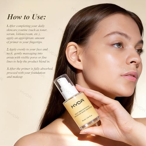 KYDA Skin Protection Base Prep Primer, 1.0 fl oz, Serum Makeup Base for Radiant Skin, Lasting Glow with Hydrating Formula, Silky Lightweight Texture, Dewy Foundation Primer for Flawless All-Day Makeup