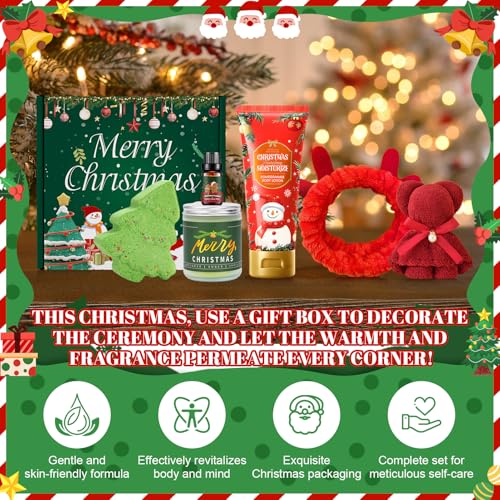 JAOJAO Bath and Body Set, Gifts for Women Include Scented Candle, Body Lotion, Bath Bomb, Towel Bear, Deer Antler Headband, Aromatherapy Oil, Provide a Relaxing Bath for Mom, Girlfriend, Friends