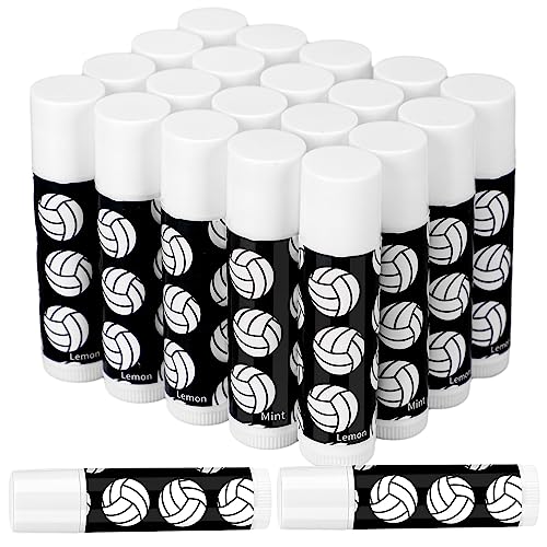 24 Pcs Volleyball Lip Balm Volleyball Team Gifts Volleyball Party Favors Volleyball Lip Balm Gift for Volleyball Team Volleyball Party Guest Supplies(Black)