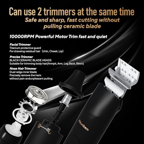 Groin & Body Hair Trimmer for Men Bikini Trimmer Women Electric Ball Pubic Shaver IPX7 Waterproof Wet & Dry Use Versatile Shaver for Temple Groin Nose Ear Hairs Beard (Black)