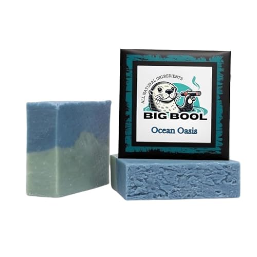 Big Bool Men's All Natural Bar Soap - Ocean Oasis, USA Made, Cold processed bar soap, 4.5oz