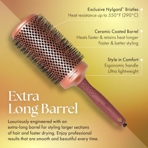 Olivia Garden HeatPro Speed XL - Extra-Long Thermal Round Hair Brush - Not Electrical - Professional Ceramic Blowout Brush for Normal to Thick Hair