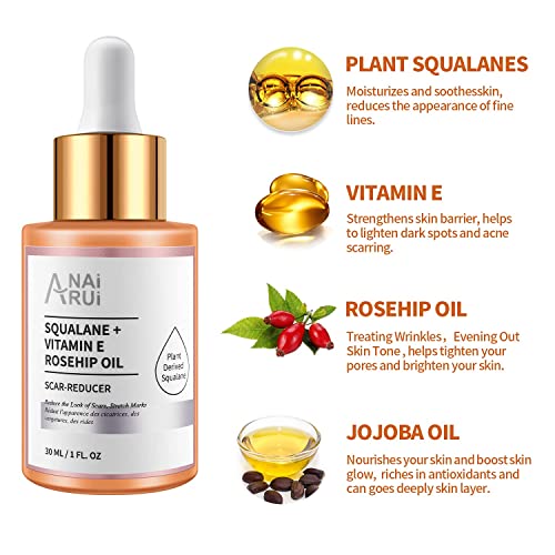 ANAI RUI Squalane Rosehip Oil for face +Vitamin C Turmeric Oil,Hydrate,Firm and Softer Skin