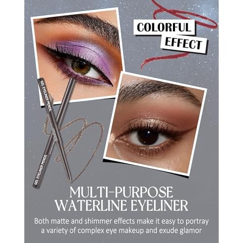 Burgundy Matte Gel Eyeliner Pencil Waterproof, Metallic Retractable Cream Smooth Eye Liner Pencils, Long Lasting Waterline Hypoallergenic Precision Eyeliner Pencil, Smudge-Proof Makeup for Women-07
