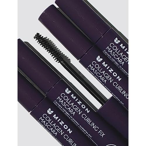 MIZON Collagen Curling Fix Mascara long lasting no smudges high volume korean make up with skincare benefits (0.20 oz)