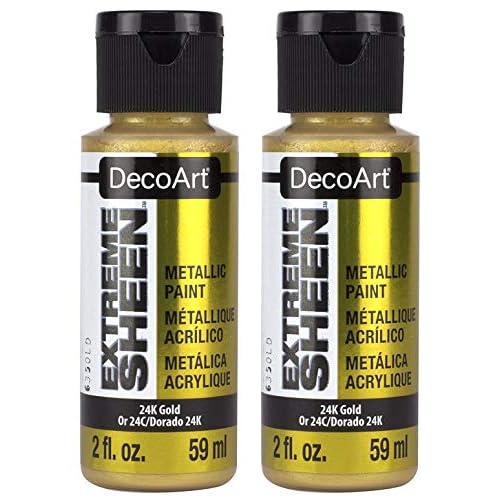 DecoArt 2 Ounce, 24K Gold Extreme Sheen Paint, 1 (Two Pack)