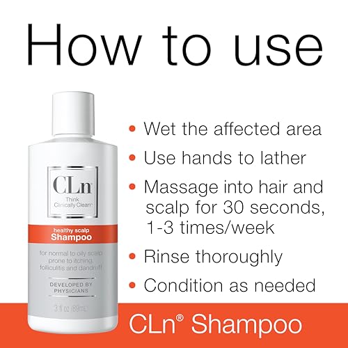 CLn Shampoo with Salicylic Acid ? 3 fl oz, Clarifying Anti Dandruff Shampoo for Oily Hair, Itchy or Flaky Scalp Prone to Dandruff, Folliculitis & Seborrheic Dermatitis, Hypoallergenic Formula
