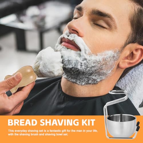 2-in-1 Stainless Steel Shave Bowl & Stand Set Adjustable Razor Brush Holder Grooming Cup for Men's Beard Care and Cleaning