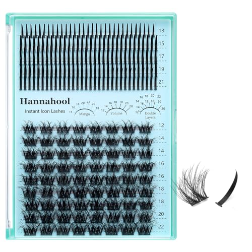 Spikes Clusters Manga lashes DIY Eye Lashes Extensions D Curl Mixed 13-21mm and 12-22mm long Individul False Eyelashes Volume Lashes (WM025-Mixed 12-22mm)