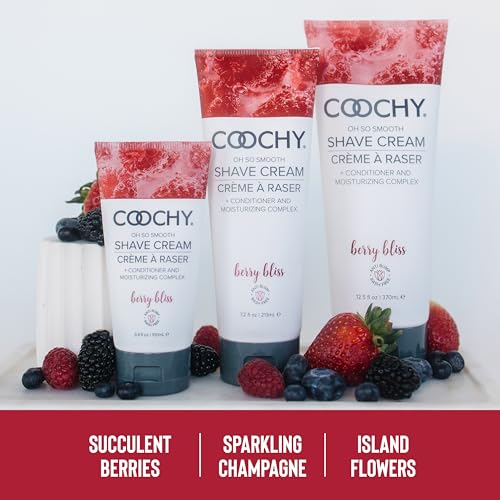 Coochy Shave Cream - Moisturizing Shave Lotion - Gentle Intimate Shaving Cream - For Bikini Area, Underarms, Legs & More - Rash-Free, Hydrating Formula - Berry Bliss - 32 oz