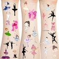 300 Ballet Dance Tattoos Temporary Stickers Dacing Dance Movements Ballerina Baby Shower First 21st Birthday Party Decorations Supplies Tattoos Temporary(24 Sheets)