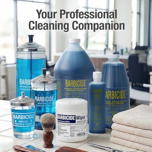 BARBICIDE Disinfectant Jar ? Durable Glass Immersion Container with Stainless Steel Lid and Tray ? Professional Tool Sanitizer for Combs, Brushes & Implements - (MidSize - 21 Fl Oz)
