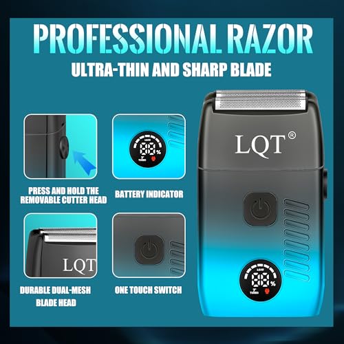Professional Hair Clippers for Men, Cordless Barber Clippers with Precision Trimmer and Dual Foil Shaver,LED Display, Electric Hair Cutting Machine, Men¡¯s Grooming Kit, Gradient Blue, Gift for Him