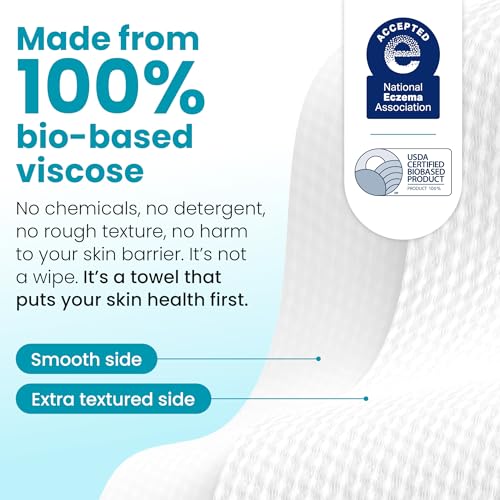 Clean Skin Club Blemish Control Clean Towels¢ç XL, Compostable Face Towels, Light Exfoliation for Oily Skin, Eczema Association Accepted Disposable Face Towelette, Makeup Remover Dry Wipes, 50 count
