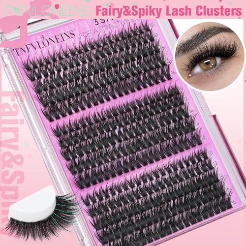 TNFVLONEINS Fairy Lash Clusters Wispy Cluster Eyelash Extensions Natural Eyelash Clusters 3 Styles Individual Lashes Clusters DIY Lash Extension Spiky Lash Cluster (300pcs 3Styles)