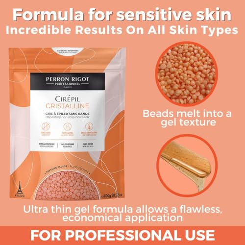 Cirepil - Cristalline - 800g / 28.22 oz Hard Wax Beads Bag - Unscented & Rosin-Free, Micro-Crystalline Formula for Highly Sensitive Skin - Clear Gel Stripless Hair Removal for Face & Body, Low-Temp