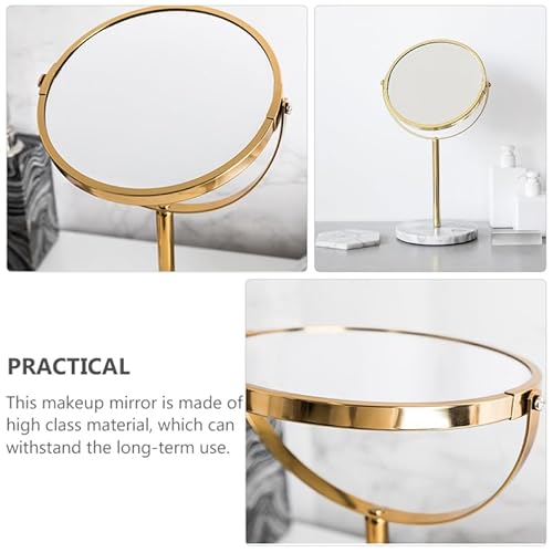 HEALLILY Desktop Makeup Mirror with Marble Base 13.77In Rotatable Cosmetic Mirror for Vanity Table Durable High Reflectivity Portable Makeup for Home and Dorm