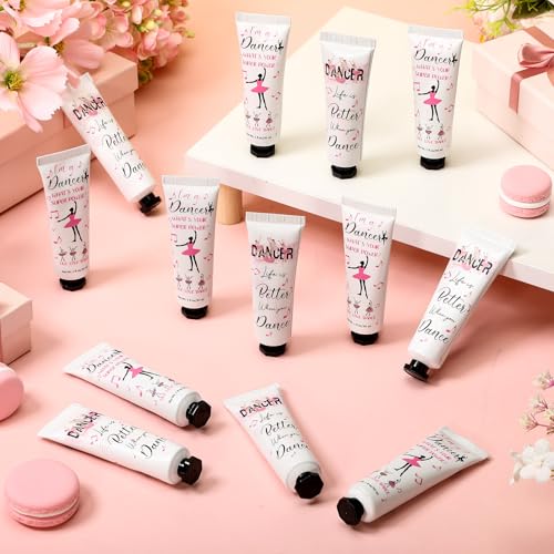 Loopeer 24 Pcs International Dance Day Gifts Bulk Double Side Hand Cream Set Small Motivational Dancer Team Gift Travel Size Moisturizing Hand Cream for Granddaughter Daughter Women Dry Cracked Hands