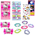Hello Kitty Hair Accessories Set - Bundle 2 Bows, 3 Elastics and 1 Clip, Stickers, and More | Hello Kitty and Friends Accessories for Girls, Kids