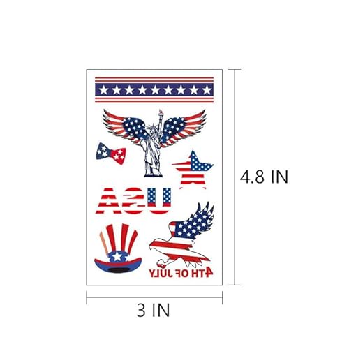 4th of July Decorations Temporary Tattoos - 70 styles | Red White and Blue Party Supplies, 4th of July, USA Flag, Memorial Day (Independence Day)