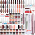 Morovan Dip Powder Nail Kit: Starter Kit 54pcs Nails Dipping Powder Set 18 Colors with Electric Nail Drill