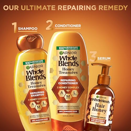 Garnier Whole Blends Honey Treasures Repairing Conditioner, Hair Repair Formula for Dry, Damaged Hair with Acacia, Manuka, and Lavender Honeys, 26.6 Fl Oz (Packaging May Vary)