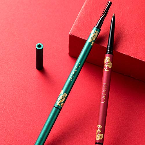 CATKIN Ultra-Fine Automatic Eyebrow Pencil, Smudge-Proof & Waterproof Formula, High-Pigment, Built-in Spoolie Brush, Natural Looking Brows Stay All Day (C03 Dark Brown)