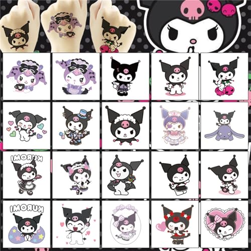 kingmagnate 40pcs Temporary Tattoos for Kids,Kuomi Party Favors Fake Tattoos Stickers,Kawaii Birthday Party Supplies,Birthday Decorations Party Game Activities Reward Gifts (Klm)