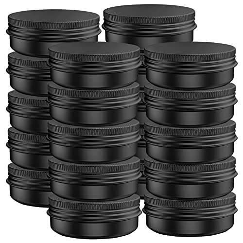 40 Pcs 2 Ounce Aluminum Tin Jars Containers Leak Proof Cosmetic Tin Jars Containers Round Screw Lids for Cosmetic, Salves, Balms, Lip Balm or Others, 60mL Black